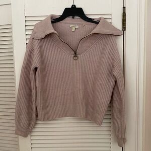 Barbour Women's Light Pink quarter zip sweater, wool